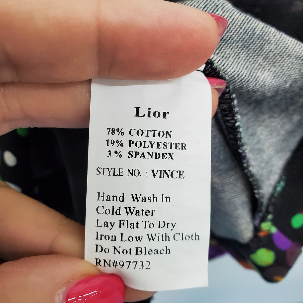 Lior Paris M Colorful‎ Abstract Dot Artsy Boutique Bell Sleeve Tunic Top - Picture 11 of 14